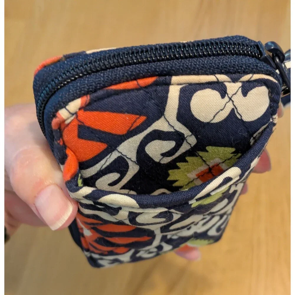 Retired Vera Bradley Sun Valley Wallet ID Case Wristlet Navy & Orange Print